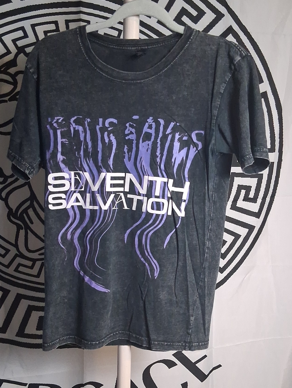 Men’s Short-Sleeve Graphic Tee — Black with Purple & White Print